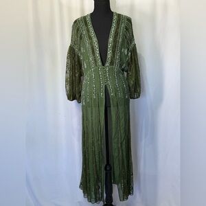 NWT free people a night to remember Embroidered Green boho festival duster